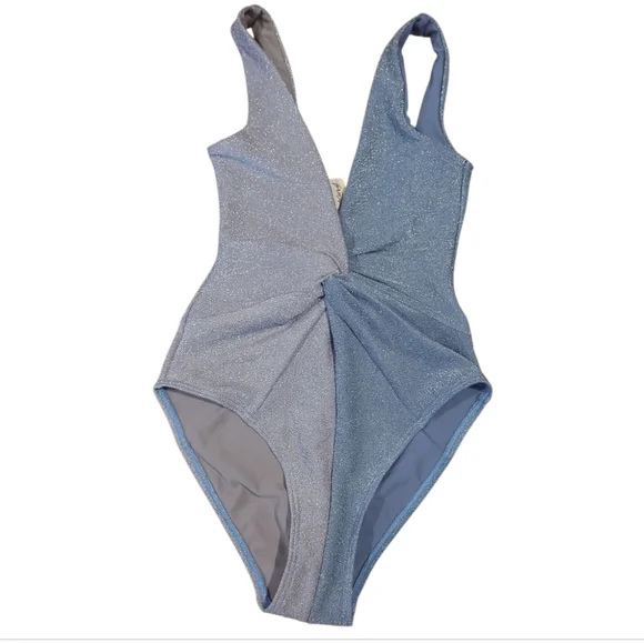 Free People × Juillet Olivia Plunging Neckline One-Piece Metallic Swimsuit Sz XS - Picture 7 of 11